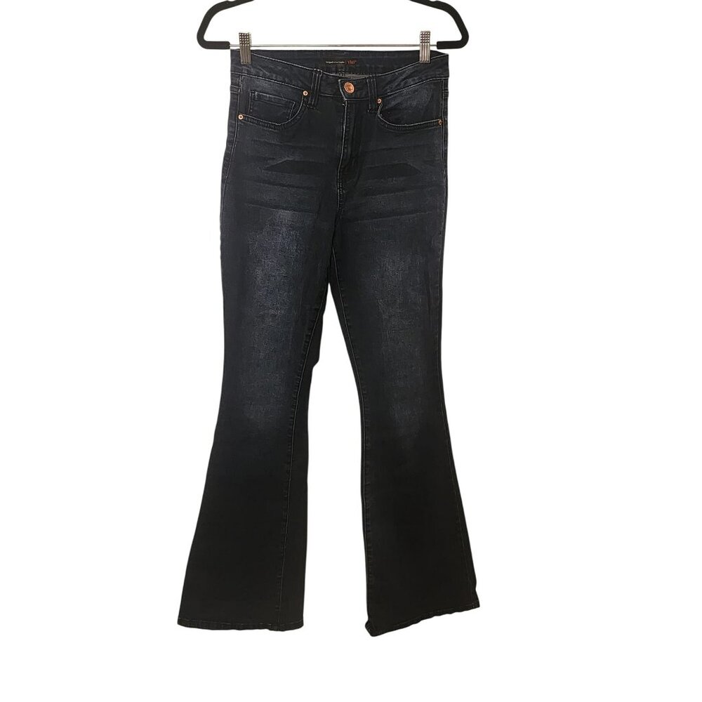 YMI Womens Flared Jeans Size 7 Cotton Blend Dark Wash Denim Made In USA